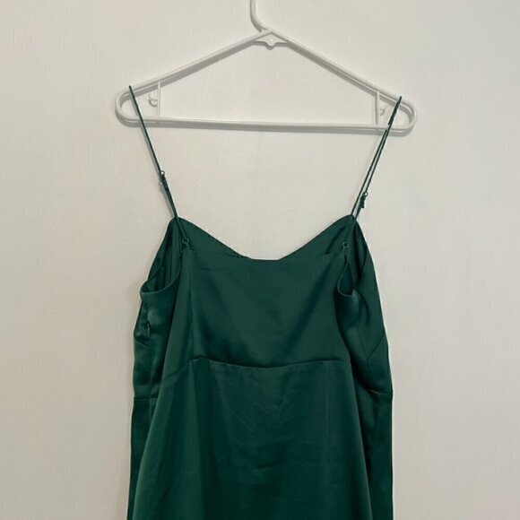 NEW NWT URBAN OUTFITTERS Padova Satin Slip Dress Emerald Green Button Front Mini - Picture 15 of 16